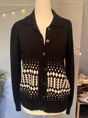 Vintage Adolfo Sport black and white patterned sweater